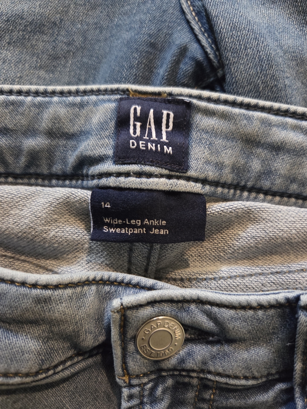 GAP Kid's Denim Wide-Leg Ankle Sweatpant Jeans - Light Blue
